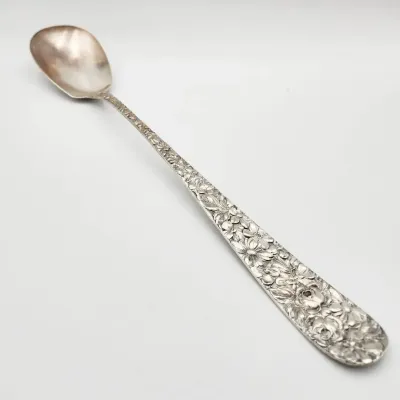Sterling Silver Steiff Floral Serving Spoon Vintage 1800s - 14.5g