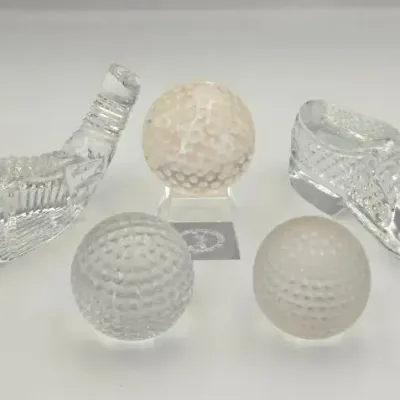 Waterford & Tiffany Co. Crystal Golf Set: Club, Shoe & Paperweights