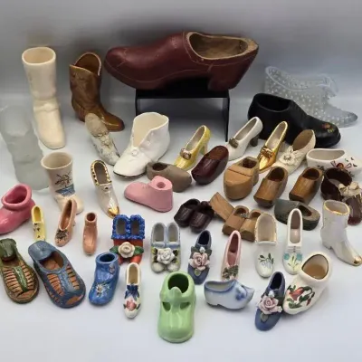 Collectible Miniature Shoe Figurine Lot: 40+ Pieces