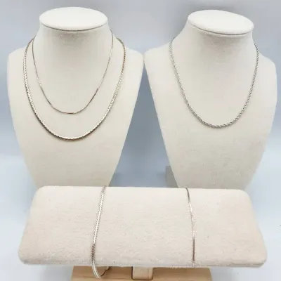 Sterling Silver Chain Lot: Milor, Vior, Italy, Bracelets & Necklaces - 26.4g