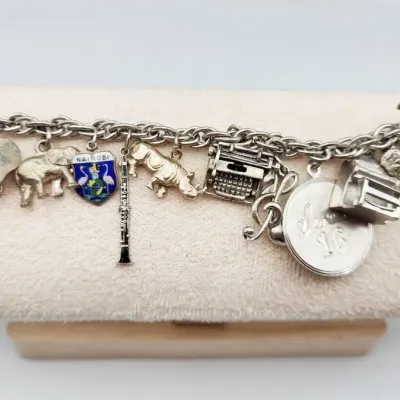 Danecraft Vintage 60s Silver Charm Bracelet: Sterling, 800 Silver, & Unmarked Charms - 52.9g