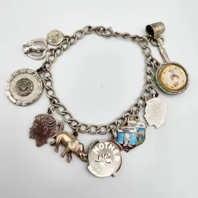 Vintage 60s Silver Charm Bracelet: Sterling, 800 Silver, & Unmarked - 30.7g