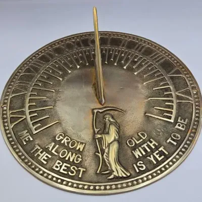 Solid Brass "Grow Old Along With Me" Garden Sundial