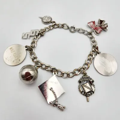 Vintage 60s Silver Charm Bracelet: Sterling & Unmarked Charms - 27.3g