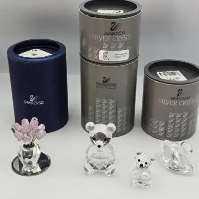 Swarovski Silver Crystal figurines With Boxes - 4 Pieces 