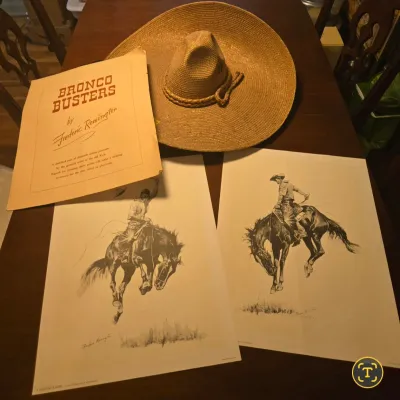 Vintage Nice Sombrero. Cowboy Print Set.