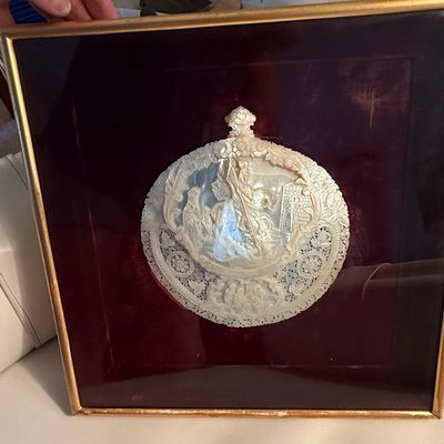 Carved Mother of Pearl Shell Plaque - Nativity Scene