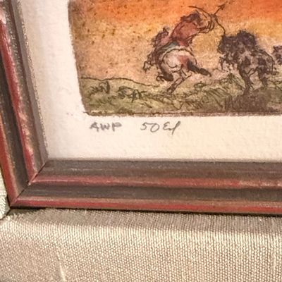 M. Lehmann 'Buffalo Hunt' Etching - Artist Proof