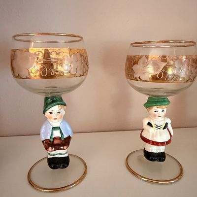 Vintage Goebel Hummel Figural Stemware Set