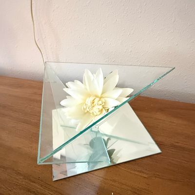 Mid-Century Modern Geometric Glass and Mirrored Sculpture