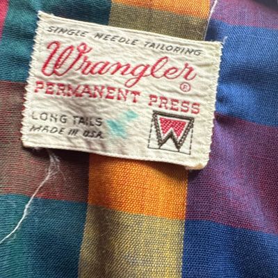 Vintage Wrangler "Long Tails" Permanent Press Plaid Western Shirt