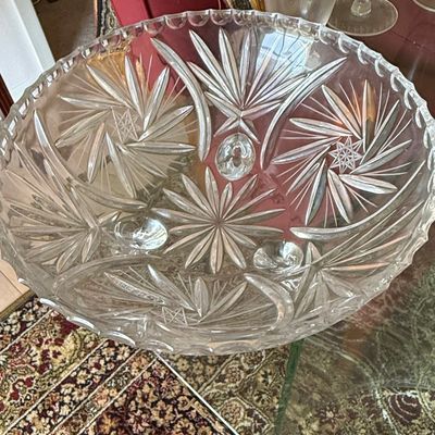 Vintage Cut Crystal Pinwheel and Star Footed Bowl