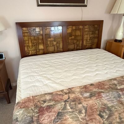 Lane Pueblo Brutalist Mid Century Walnut Queen Headboard