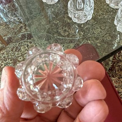 Vintage Cut Crystal Individual Salt Cellars - Starburst and Geometric Pattern