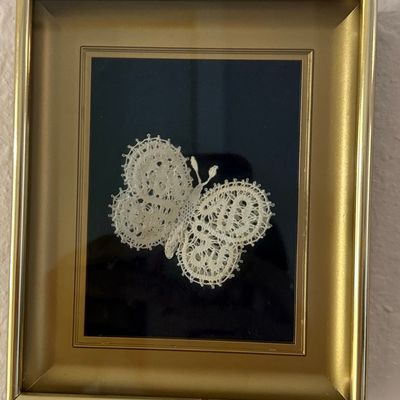 Framed Tatting Lace Butterfly