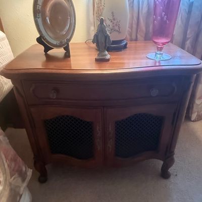 Thomasville French Provincial Nightstand with Wire Mesh Doors