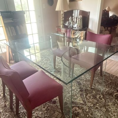 Leon Rosen Style Glass Dining Table