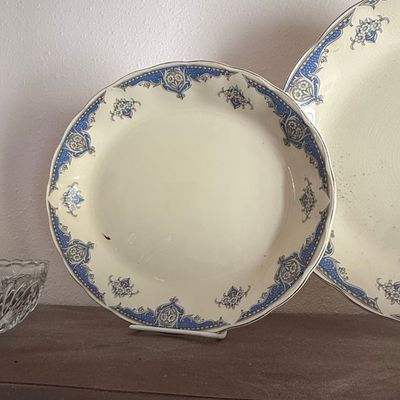 Antique French Transferware Dinner Plate - "Versailles" Pattern by Salins