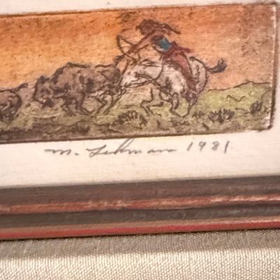 M. Lehmann 'Buffalo Hunt' Etching - Artist Proof