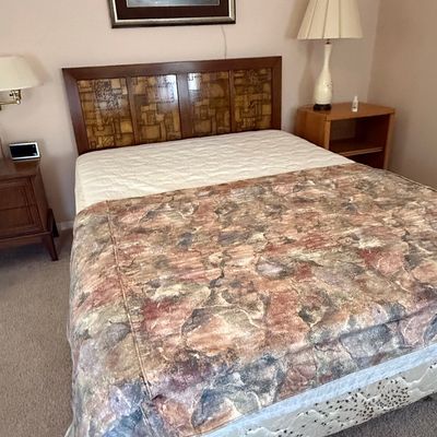 Lane Pueblo Brutalist Mid Century Walnut Queen Headboard