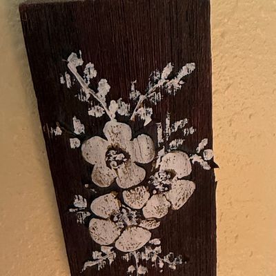Hand-Painted Floral Wood Wall Plaque