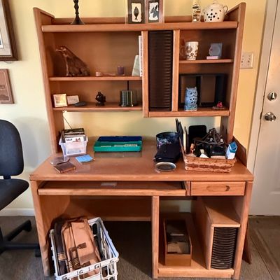 Mid-Century Modern Style Computer Hutch Desk