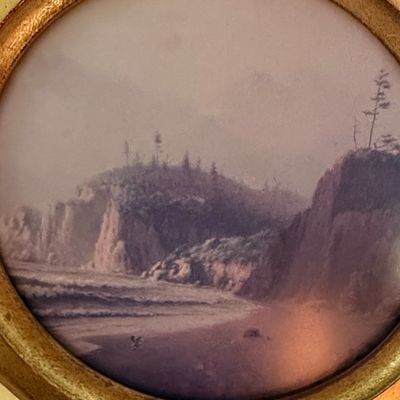 Vintage Toned Coastal Landscape in Diamond Frame