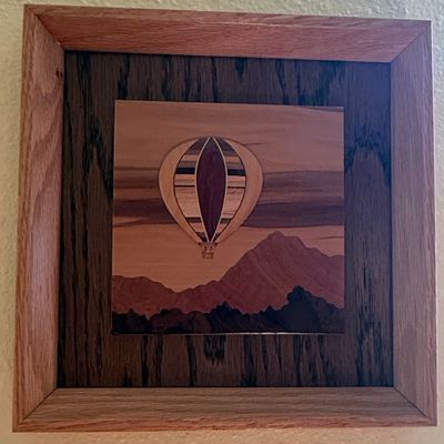 Jeff Nelson "Hudson River Inlay" Hot Air Balloon Marquetry Wall Art