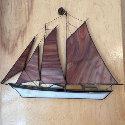 Stained Glass Schooner Suncatcher