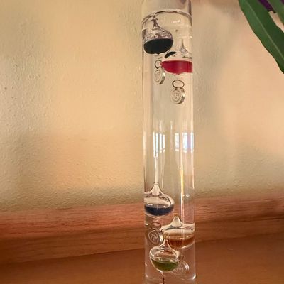 Vintage Glass Galileo Thermometer with Metal Tags