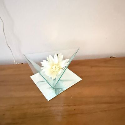 Mid-Century Modern Geometric Glass and Mirrored Sculpture