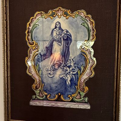 Spanish Majolica Tile Panel of the Immaculate Conception