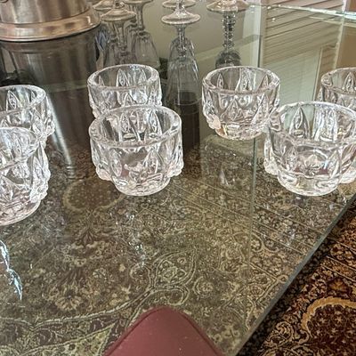 Vintage Cut Crystal Individual Salt Cellars - Starburst and Geometric Pattern