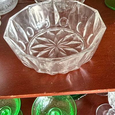 Vintage Reims France Pressed Glass Berry Bowl