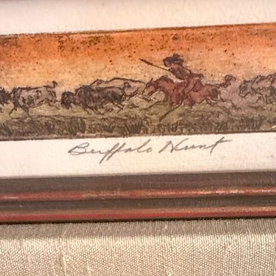 M. Lehmann 'Buffalo Hunt' Etching - Artist Proof