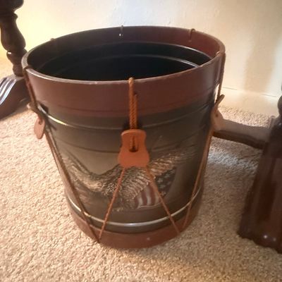 Vintage "The Old Drum Shop" American Eagle Drum Wastebasket/Ice Bucket