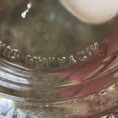 KIG Malaysia "Roses in Hearts" Pattern Clear Pressed Glass Covered Candy Dish