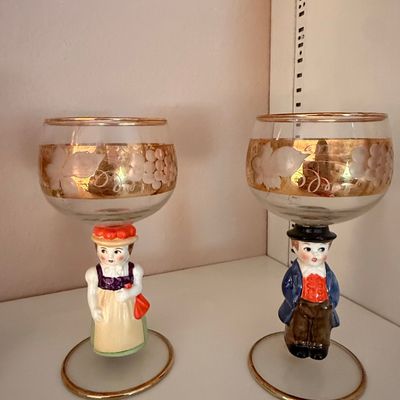 Vintage Goebel Hummel Figural Stemware Set