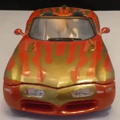 Diecast Convertible Sports Car Model Orange & Gold Custom Paint 1:18 Scale Opening Parts