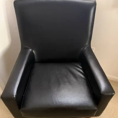 Modern Black Faux Leather High-Back Accent Chair – Approx. 24” Wide