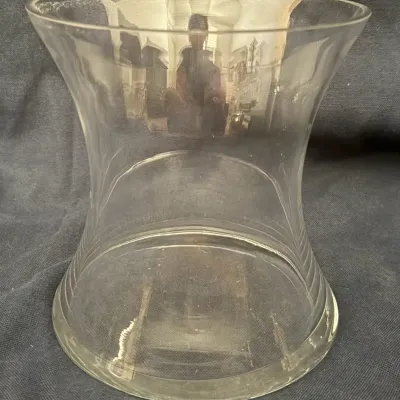 Clear Glass Hourglass-Shaped Hurricane Candle Holder Vase