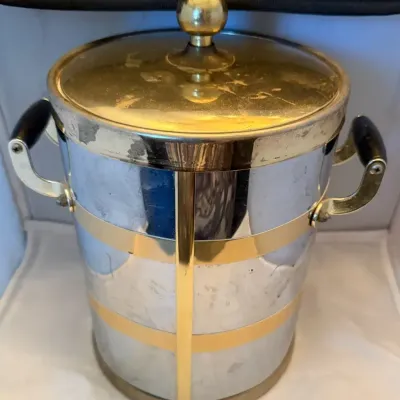 Cocktail Hour Classic – Vintage Kraftware Faux Marble Ice Bucket with Lid