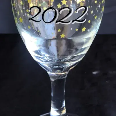 2022 Celebration Wine Glass – Gold Star Stemware Goblet