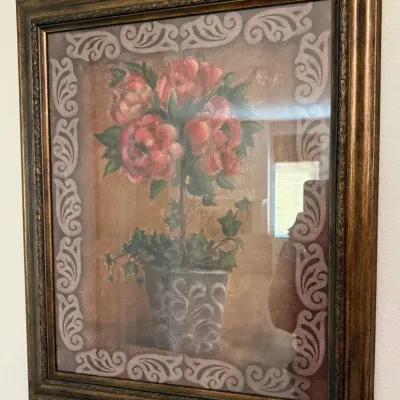 Elegant Framed Floral Wall Art – Roses & Ornate Scrollwork