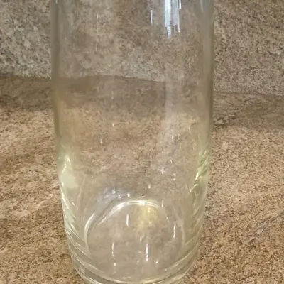Vintage Large Clear Glass Cylinder Vase Heavy Base Minimalist Modern Decor