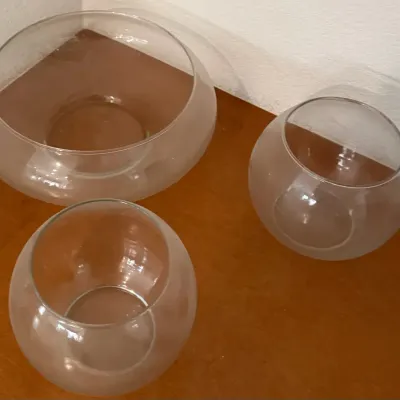 Set of 3 Clear Glass Fishbowl Vases & Candle Holders – Assorted Sizes
