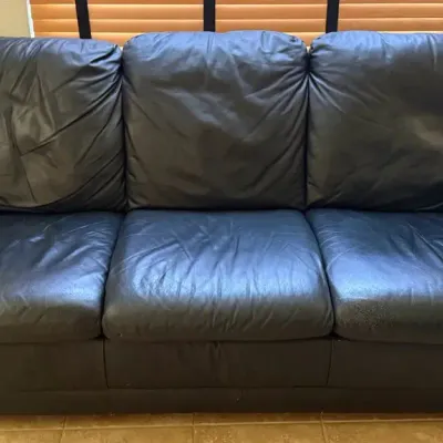 “Kick Back & Relax!” Large Black 3-Seat Upholstered Sofa – Approx. 80” Wide