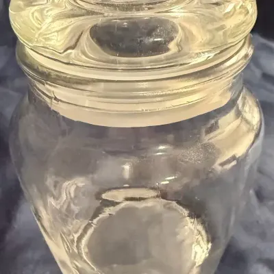 Vintage Clear Glass Apothecary Jar with Recessed Lid