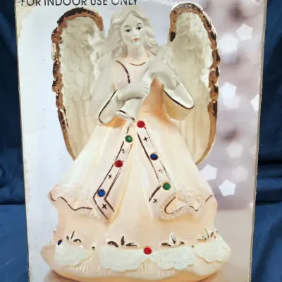 JCPenney Home Collection Porcelain Angel Lamp Christmas Holiday Decor w/ Box