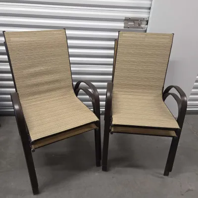 4 Hampton Bay Mix and Match Stackable Sling Outdoor Dining Chair - Brown, Tan